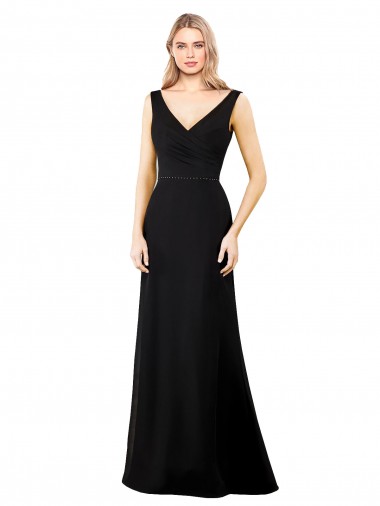 V-Neckline Chiffon Prom Dress with Draped Bodice UK Clearance