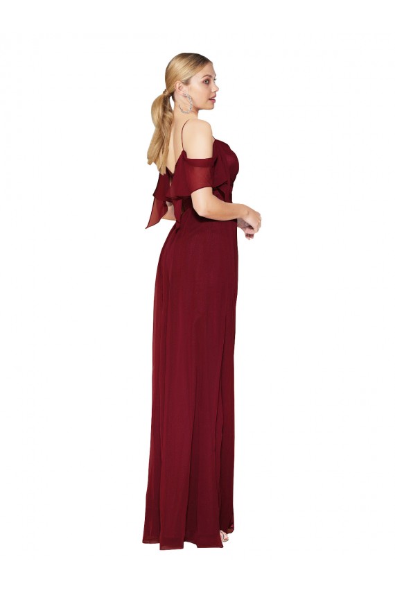 Cold Shoulder Long Mermaid Chiffon Prom Dress with Straps UK Clearance