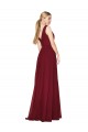 Draped A-Line V-Neck Floor Length Chiffon Prom Dress UK Clearance