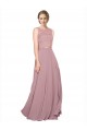 Long A-Line Chiffon Prom Dress with Sleeveless Lace Crop Top UK Clearance