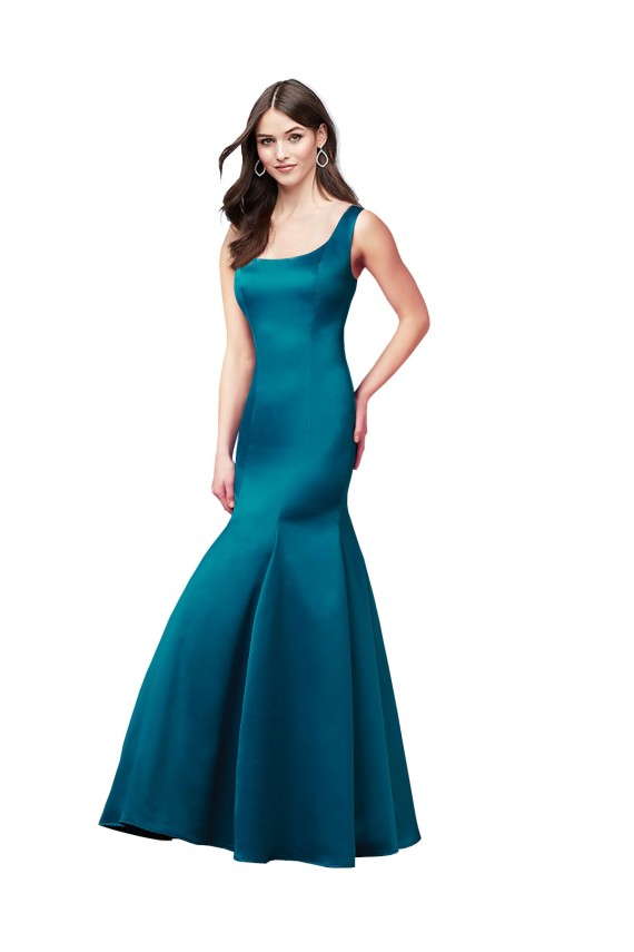 Long Sleek Satin Prom Dress with U-Back UK Clearance