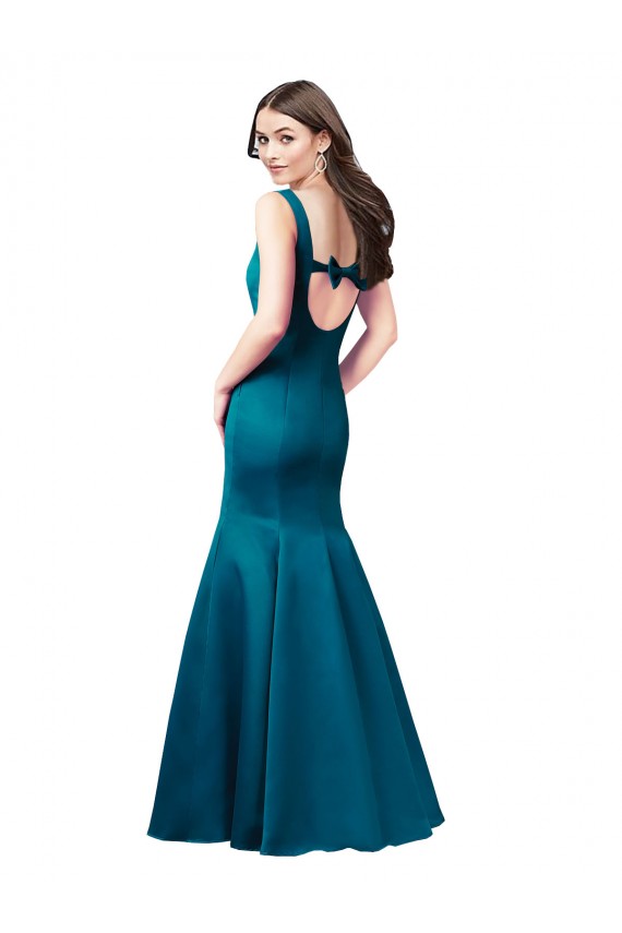 Long Sleek Satin Prom Dress with U-Back UK Clearance