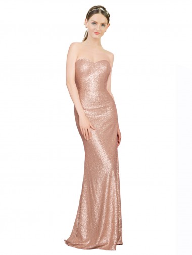 Sweetheart Full Length Long Sequin Prom Dress UK Clearance