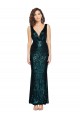 V-Neck Full Length Sequin Prom Dress with Draped Back UK Clearance