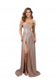 Strapless Scoop Neck Off the Shoulder Long Sequin Prom Dress with High Slit UK Clearance