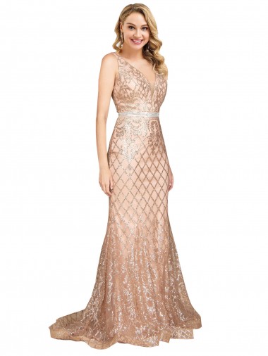 Sleek Long Mermaid Sparkling Sequin Prom Dress UK Clearance