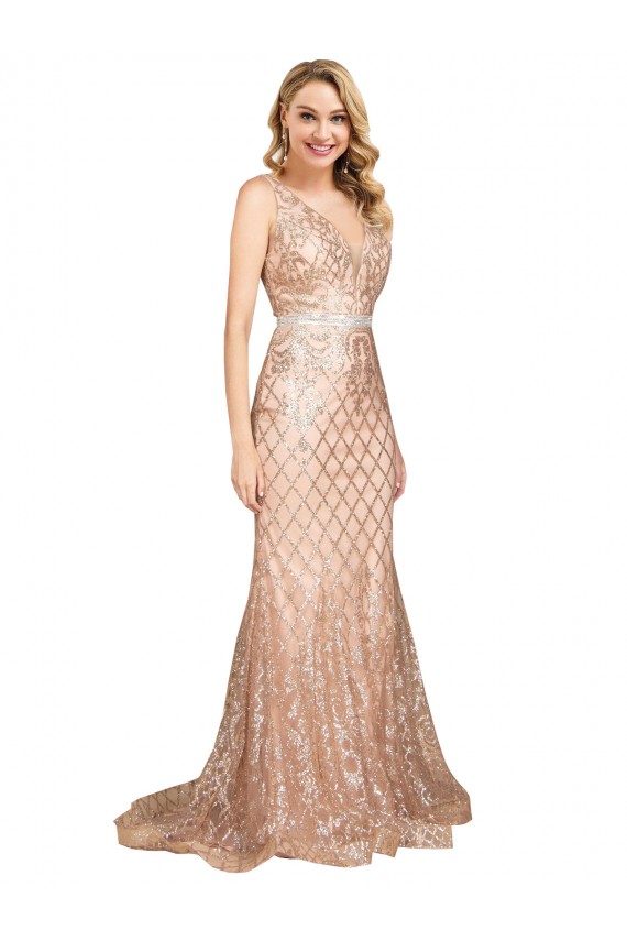 Sleek Long Mermaid Sparkling Sequin Prom Dress UK Clearance