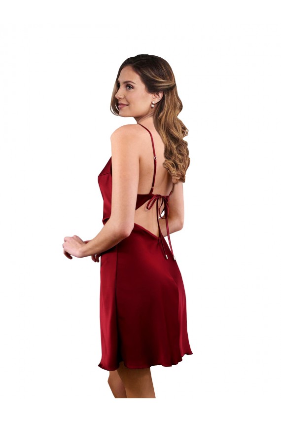 Midi Length Cowl Neck Silky Satin Short Cocktail Prom Dress / Homecoming Dress UK Clearance