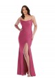 Cowl-Neck Open Tie-Back Silky Satin Mermaid Prom Dress with Frong Slit UK Clearance