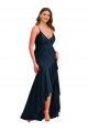 Pleated Wrap Ruffled High Low Silky Satin Prom Dress UK Clearance