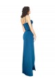 Full Length Bustier Style Long Silky Satin Prom Dress with Low Back UK Clearance