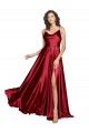 Cowl Neckline Long Silky Satin Prom Dress with Spaghetti Straps UK Clearance