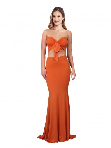 Strapless Bandeau Bodice Long Spandex Prom Dress UK Clearance