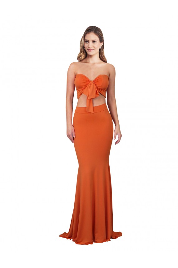 Strapless Bandeau Bodice Long Spandex Prom Dress UK Clearance