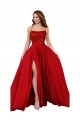 Lace Over Bodice Long Spandex Prom Dress with Slit UK Clearance