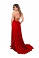 Lace Over Bodice Long Spandex Prom Dress with Slit UK Clearance