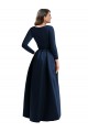 Long Sleeves Wrapped Spandex Prom Dress with High Low Full Skirt and Pockets UK Clearance