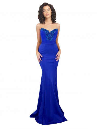 Sweetheart Flower Neckline High Neck Crepe Prom Dress UK Clearance