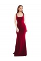 Square Neckline and Backline Fitted Crepe Prom Dress UK Clearance