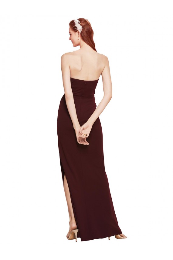 Twisted Strapless Keyhole Long Crepe Prom Dress with Slit UK Clearance