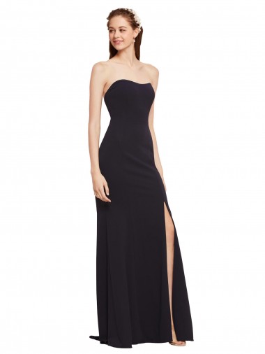 Strapless Bodycon Long Crepe Prom Dress with High Slit UK Clearance