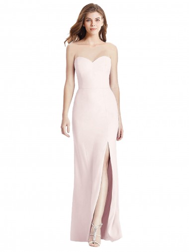 Strapless Crepe Trumpet Prom Dress with Front Slit UK Clearance