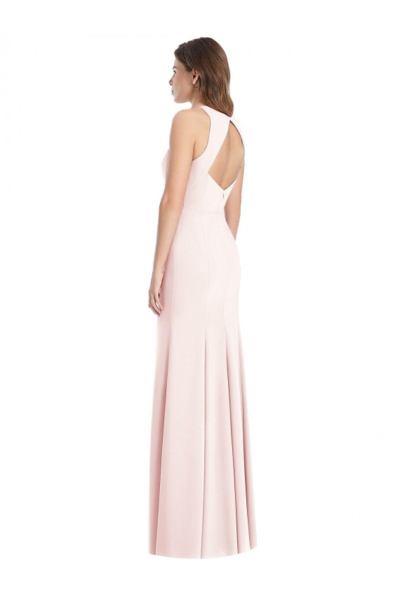 Diamond Cutout Back Trumpet Prom Dress with Front Slit UK Clearance