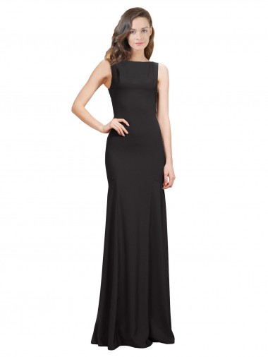 Sleeveless Bateau Neckline Crepe Prom Dress with Twist Back UK Clearance