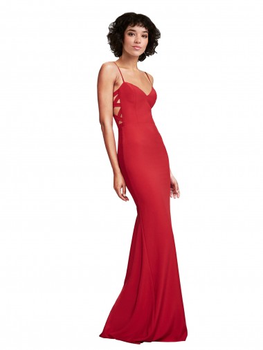 Spaghetti Strap Slip Neckline Crepe Prom Dress UK Clearance