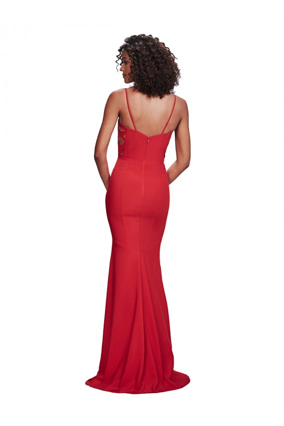 Spaghetti Strap Slip Neckline Crepe Prom Dress UK Clearance