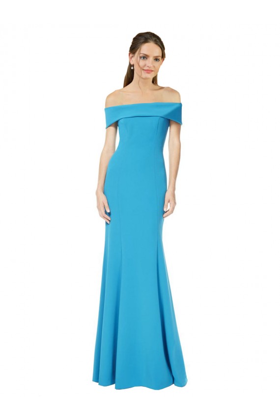 Off the Shoulder Crepe Prom Dress with Fitted Silhouette UK Clearance