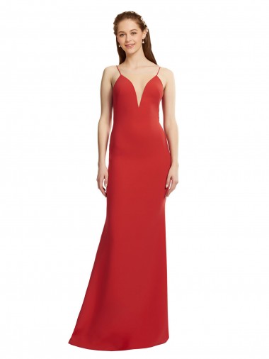 Mermaid Plunging V-Neck Crepe Prom Dress with Wide Open Back UK Clearance