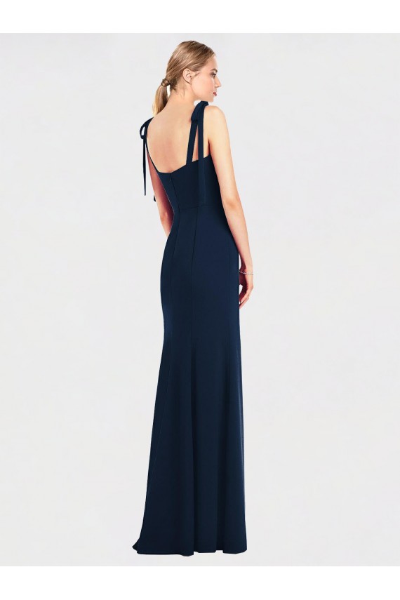 Flat Tie Shoulder Crepe Trumpet Prom Dress with Front Slit UK Clearance