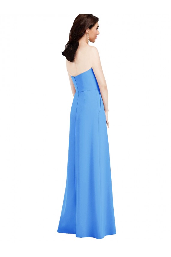 Strapless Pleated Skirt Crepe Prom Dress with Pockets UK Clearance