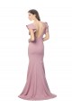 Flutter Sleeves Low V-Back High Round Neck Crepe Prom Dress UK Clearance