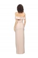 Off the Shoulder Long Crepe Prom Dress with Waist Tie and Slit UK Clearance