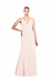 Slim A-Line V-Neck Long Stretch Crepe Prom Dress with V-Back UK Clearance