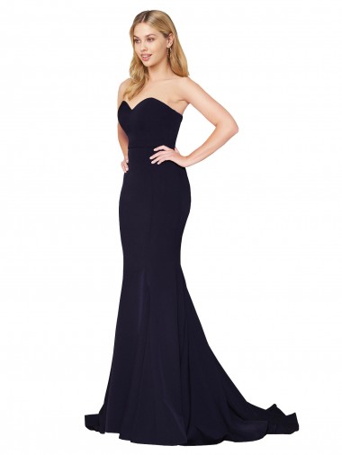 Sweetheart High Neck Sweep Train Sleeveless Crepe Prom Dress UK Clearance