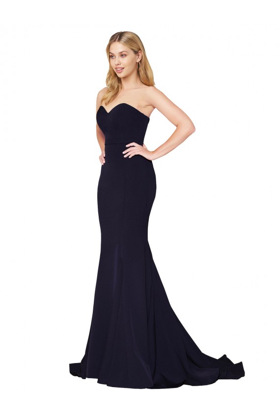 Sweetheart High Neck Sweep Train Sleeveless Crepe Prom Dress UK Clearance