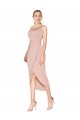 Knee Length One Shoulder Crepe Short Wrap Cocktail Prom Dress / Homecoming Dress UK Clearance