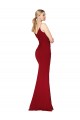 Spaghetti Straps V-Neck Long Crepe Dress with High Slit UK Clearance