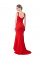 Long Chapel Train Fishtail Maxi Crepe Prom Dress with Sweetheart Neckline UK Clearance