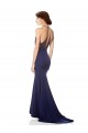 High Neck Fishtail Crepe Prom Dress with Open Back Detail UK Clearance