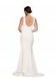 Square Neck Long Sheath Sweep Train Crepe Prom Dress  UK Clearance