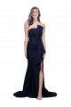 Long Strapless Sweep Train Low Back Crepe Prom Dress UK Clearance