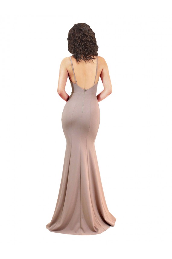 Fishtail Shape V-Neck Crepe Prom Dress with Slit UK Clearance