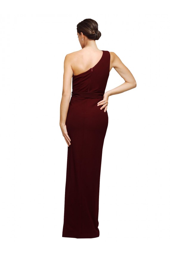 One Shoulder Sheath Crepe Prom Dress with High Side Split UK Clearance