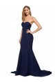 Fit and Flare Sweetheart Long Crepe Prom Dress with Sweep Train UK Clearance