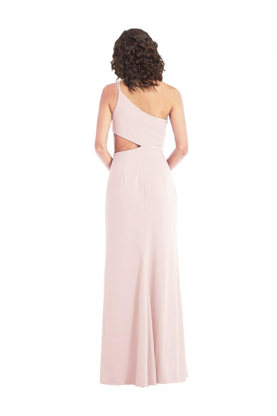 Flirty One Shoulder Midriff Cutout Maxi Crepe Prom Dress UK Clearance