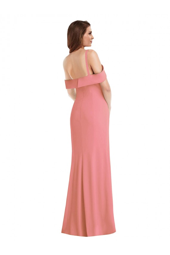 One Shoulder Draped Cuff Maxi Prom Dress with Front Slit UK Clearance